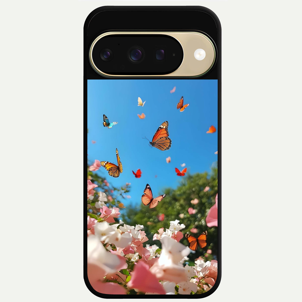  Butterflies In Bloom Sky Glass Case For Google Pixel 9 back cover – full design glossy printed glass finish