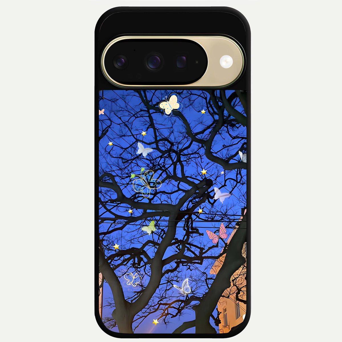  Butterfly Night Magic Glass Case For Google Pixel 9 back cover – full design glossy printed glass finish