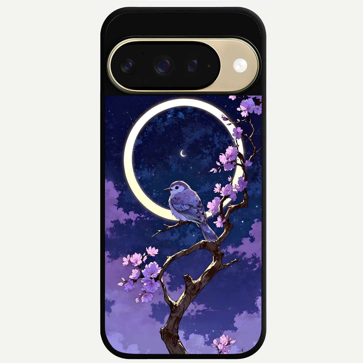  Celestial Bird Blossom Glass Case For Google Pixel 9 back cover – full design glossy printed glass finish