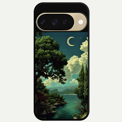  Celestial Lake Peace Glass Case For Google Pixel 9 back cover – full design glossy printed glass finish