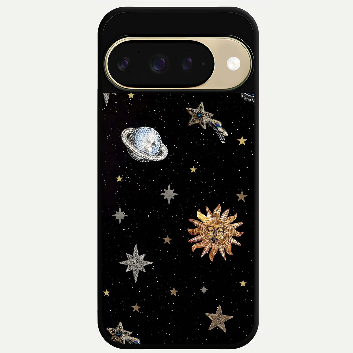  Celestial Moon With Stars Glass Case For Google Pixel 9 back cover – full design glossy printed glass finish