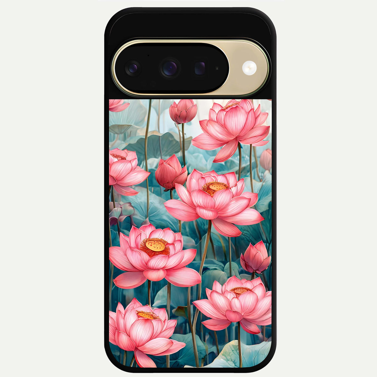  Celestial Pink Lotus Glass Case For Google Pixel 9 back cover – full design glossy printed glass finish
