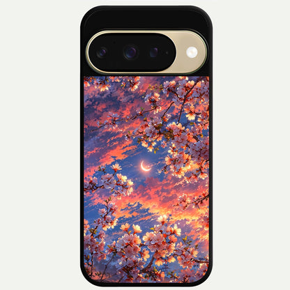  Celestial Sakura Sunset Glass Case For Google Pixel 9 back cover – full design glossy printed glass finish
