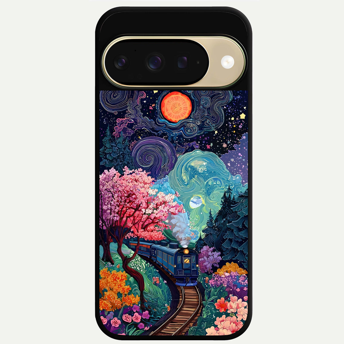  Celestial Train Journey Glass Case For Google Pixel 9 back cover – full design glossy printed glass finish