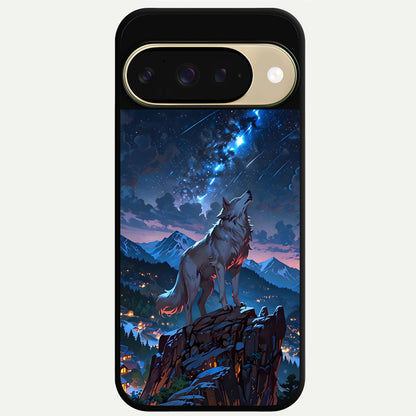  Celestial Wolf Howl Glass Case For Google Pixel 9 back cover – full design glossy printed glass finish
