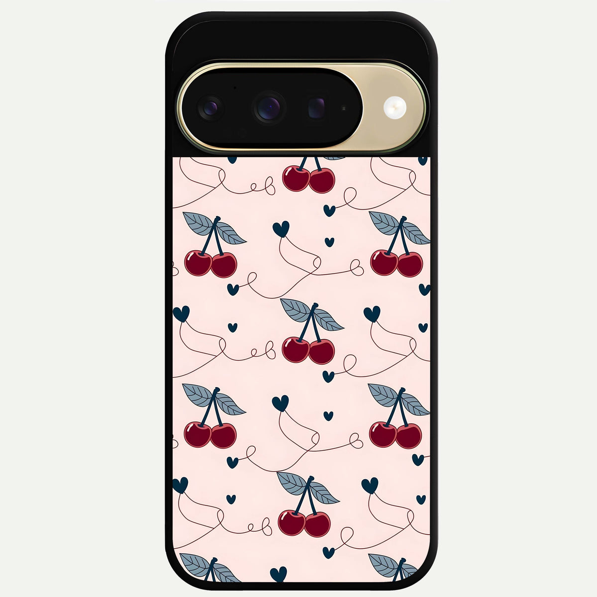  Cherry Heart Line Glass Case For Google Pixel 9 back cover – full design glossy printed glass finish