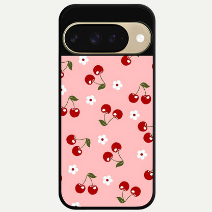  Cherry Love Mood Glass Case For Google Pixel 9 back cover – full design glossy printed glass finish