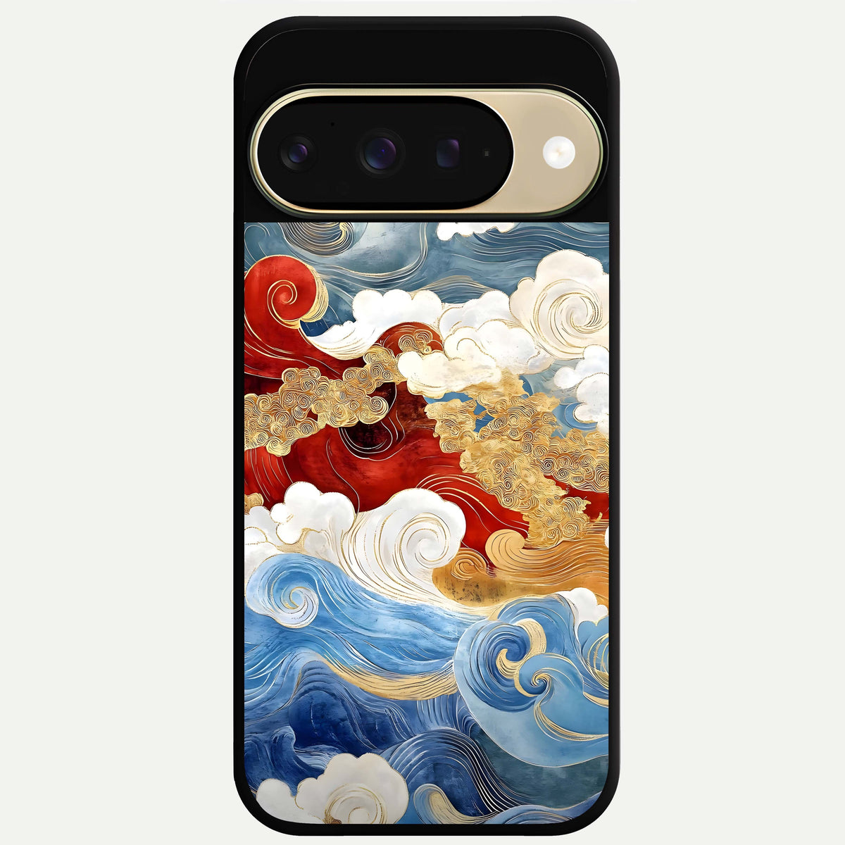  Colored Waves Glass Case For Google Pixel 9 back cover – full design glossy printed glass finish