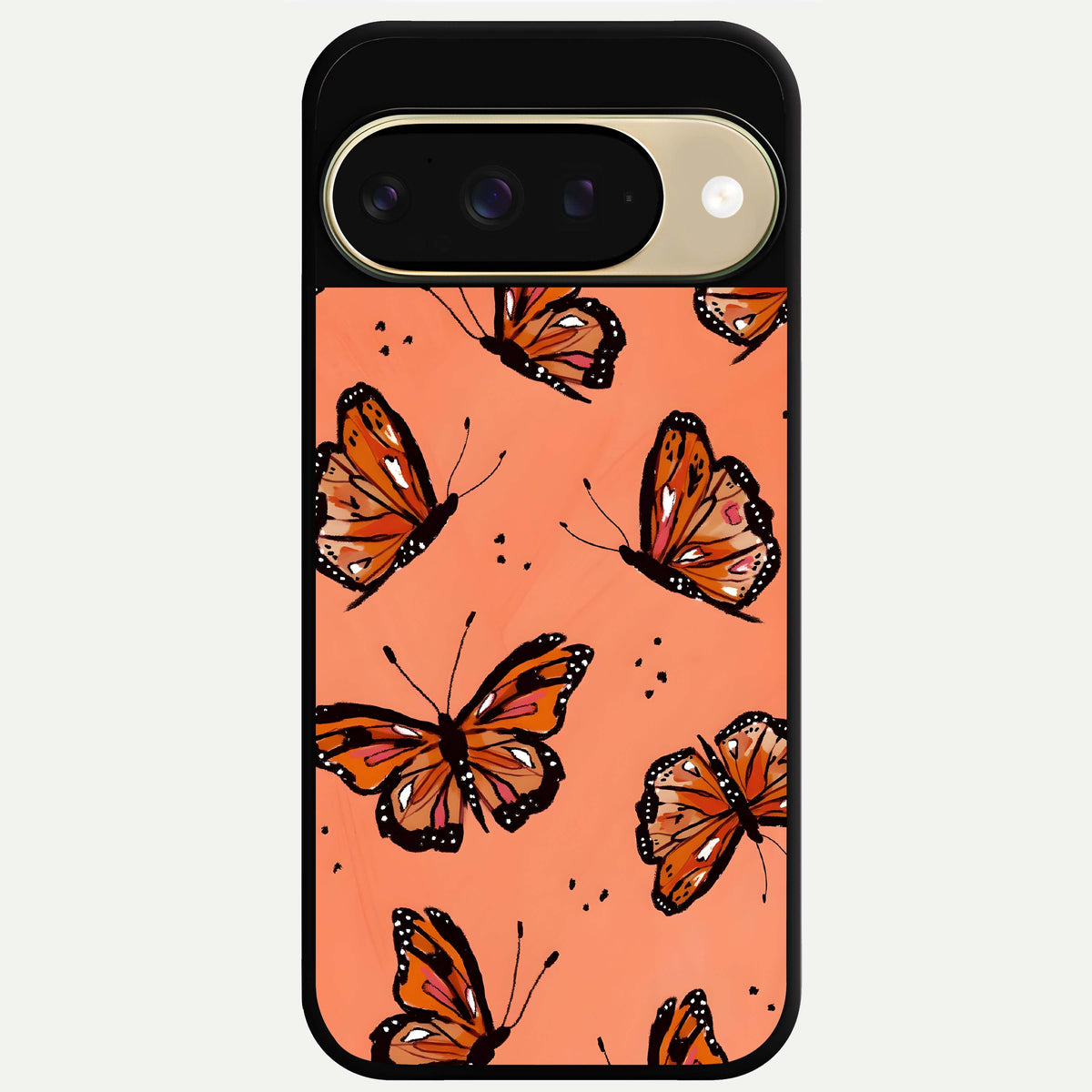  Coral Wing Butterfly Glass Case For Google Pixel 9 back cover – full design glossy printed glass finish