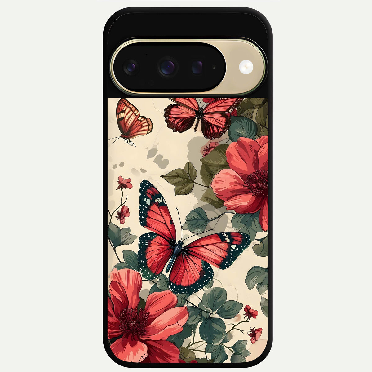  Crimson Butterfly Garden Glass Case For Google Pixel 9 back cover – full design glossy printed glass finish