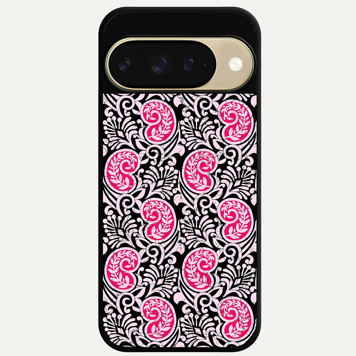  Crimson Paisley Charm Glass Case For Google Pixel 9 back cover – full design glossy printed glass finish