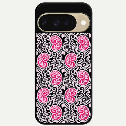  Crimson Paisley Charm Glass Case For Google Pixel 9 back cover – full design glossy printed glass finish