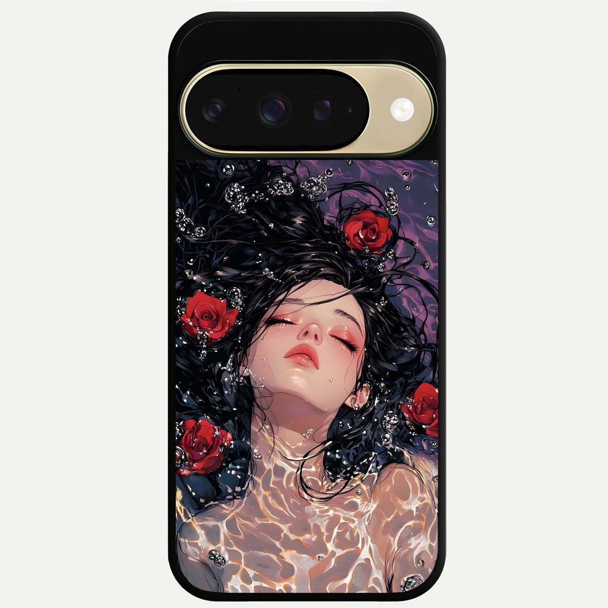  Crimson Rose Serenity Glass Case For Google Pixel 9 back cover – full design glossy printed glass finish