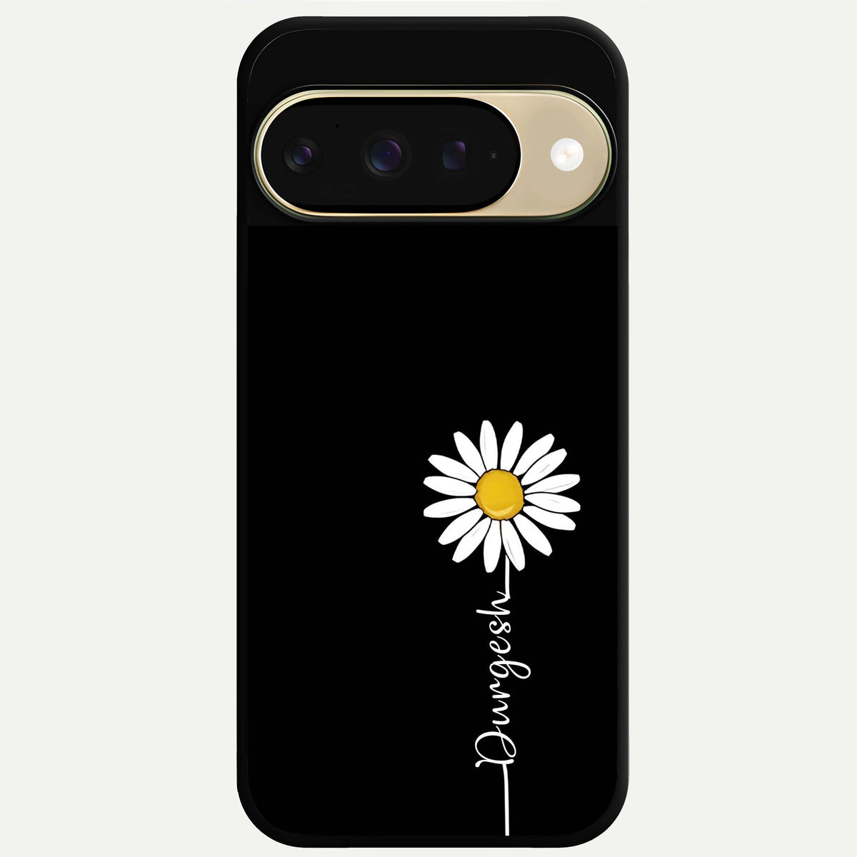  Custom Name White Flower Glass Case For Google Pixel 9 back cover – full design glossy printed glass finish