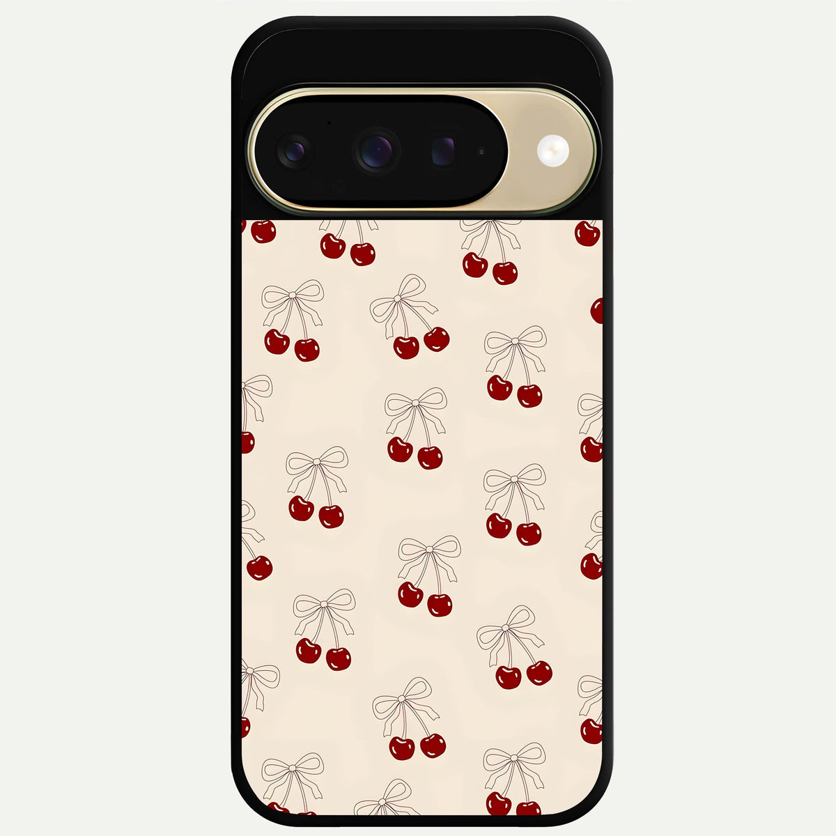  Cute Cherry Pattern Glass Case For Google Pixel 9 back cover – full design glossy printed glass finish
