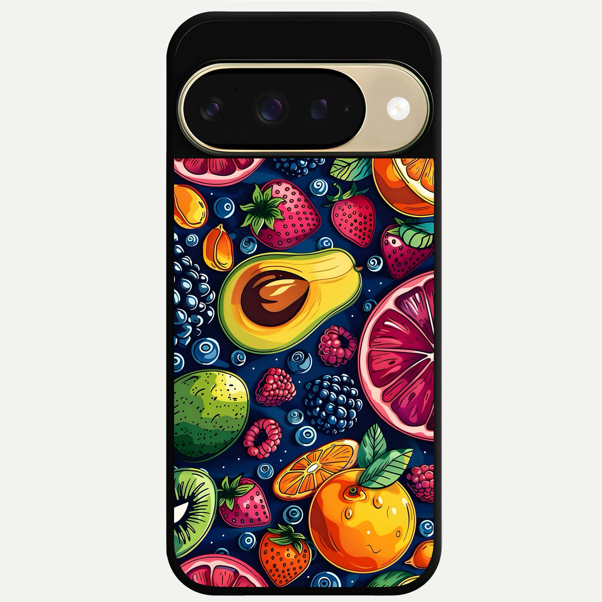 Cute Fruits Art Glass Case For Google Pixel 9 back cover – full design glossy printed glass finish