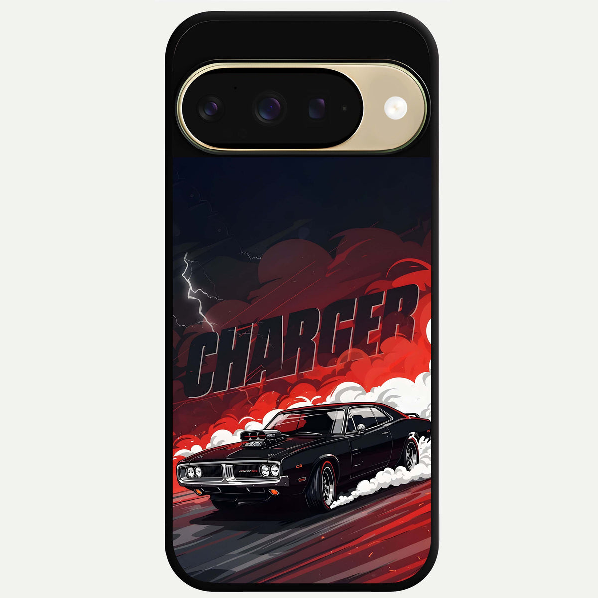  Dark Charger Fury Glass Case For Google Pixel 9 back cover – full design glossy printed glass finish