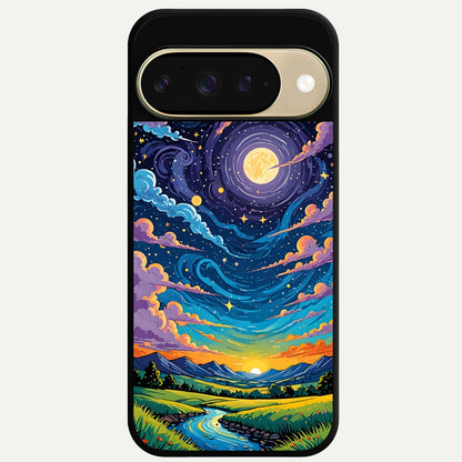  Dreamy Night Landscape Glass Case For Google Pixel 9 back cover – full design glossy printed glass finish