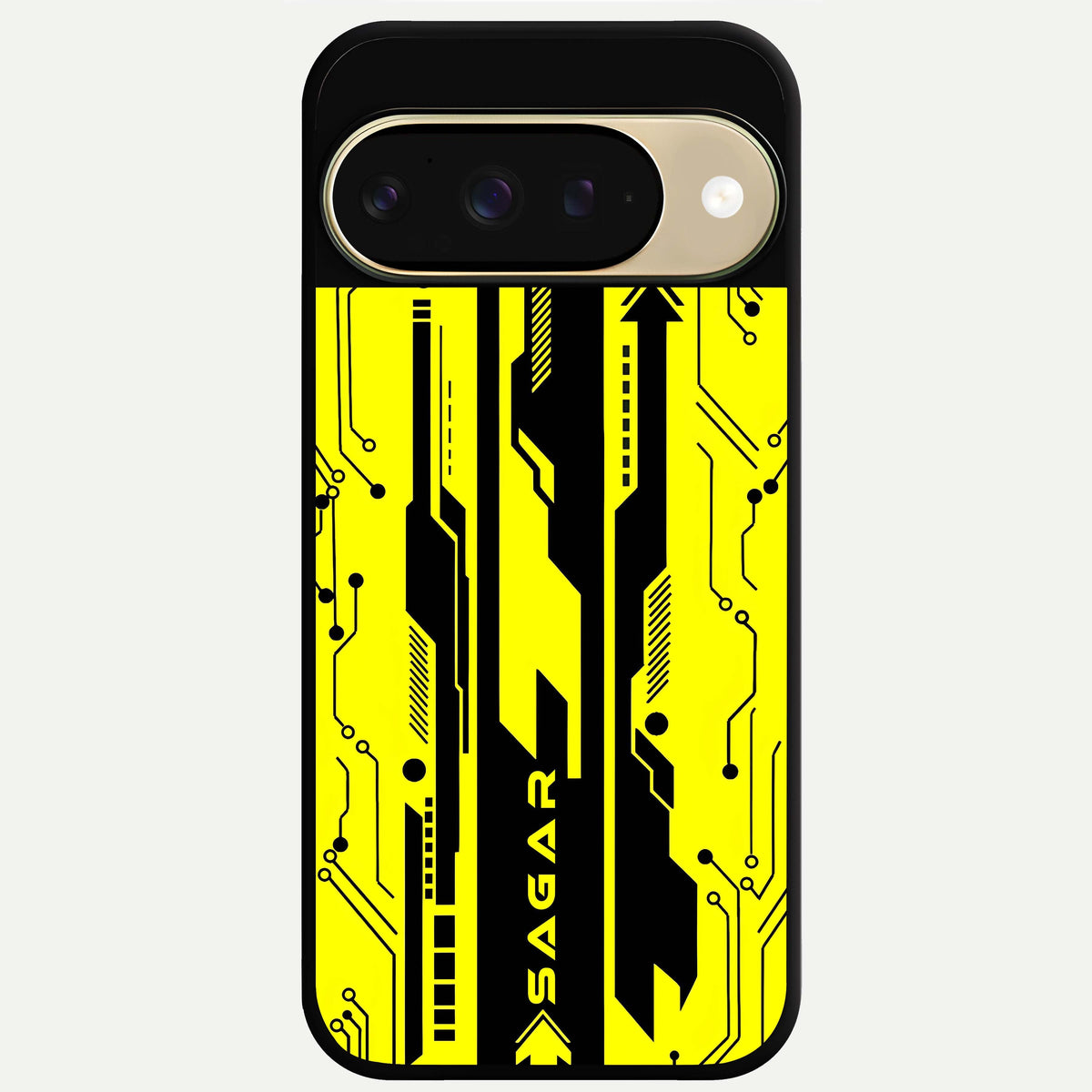  Electric Pulse CYBERPUNK Custom Name Glass Case For Google Pixel 9 back cover – full design glossy printed glass finish