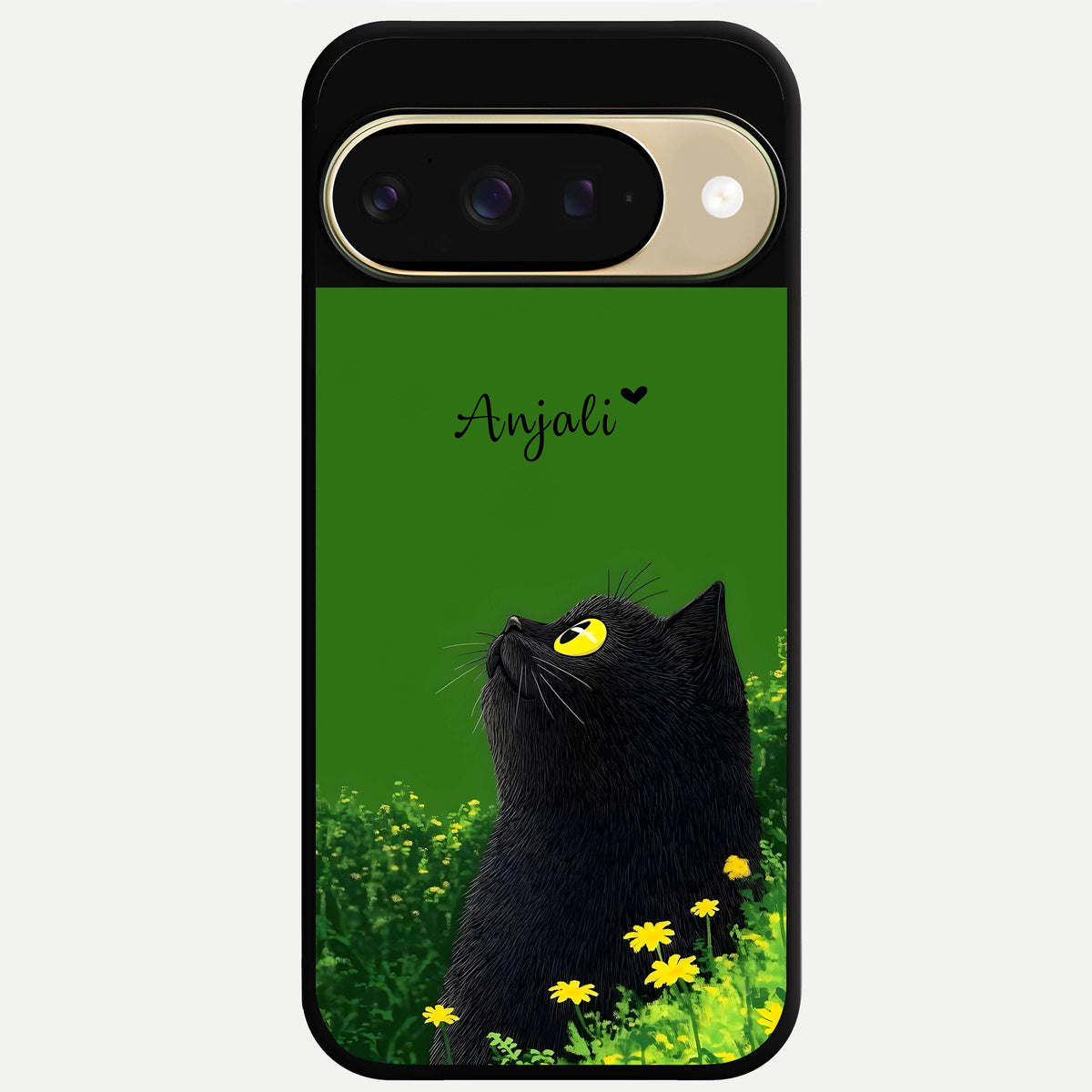 Emerald Cat Custom Name Glass Case For Google Pixel 9 back cover – full design glossy printed glass finish