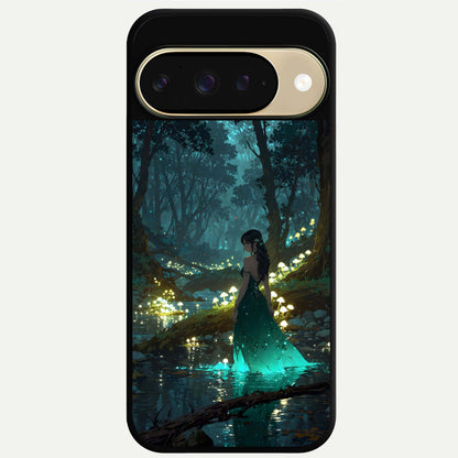  Enchanted Forest Glow Glass Case For Google Pixel 9 back cover – full design glossy printed glass finish