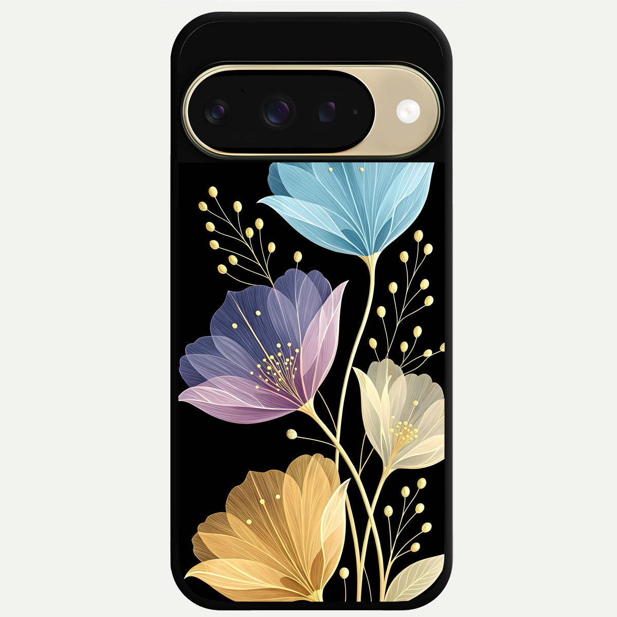  Flower Bloom Glow Glass Case For Google Pixel 9 back cover – full design glossy printed glass finish