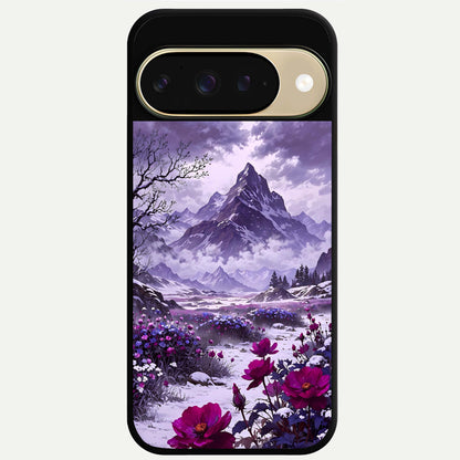  Flower Mountain View Glass Case For Google Pixel 9 back cover – full design glossy printed glass finish
