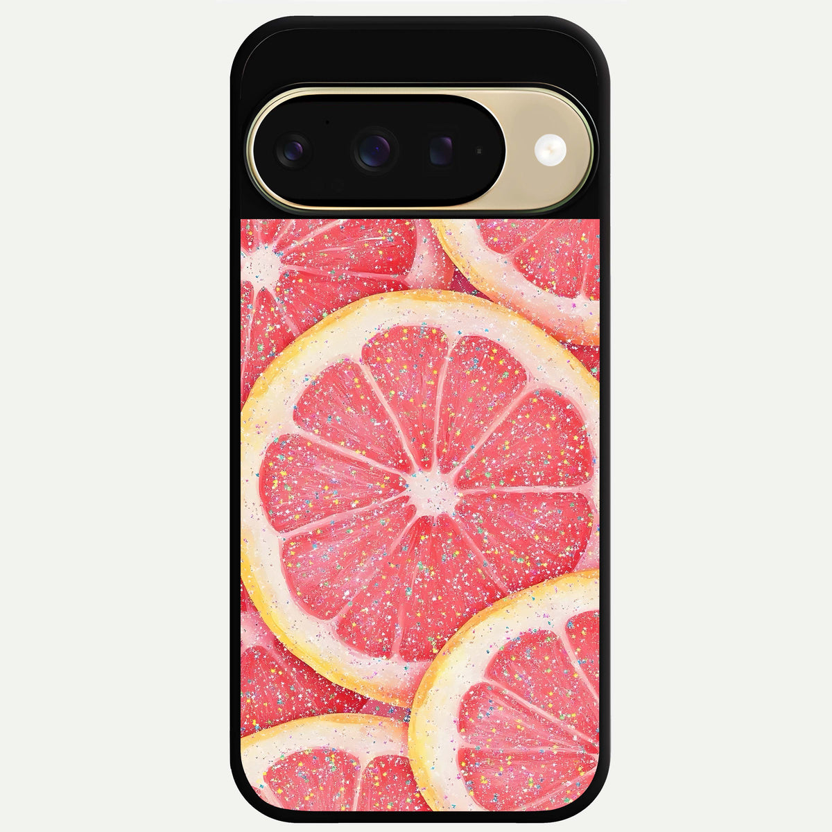  Glitter Grapefruit Glass Case For Google Pixel 9 back cover – full design glossy printed glass finish