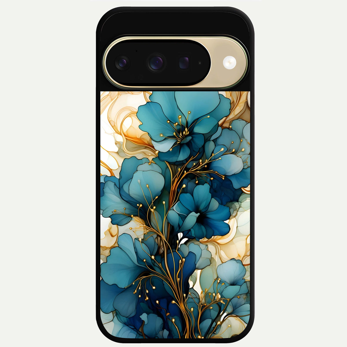  Golden Bloom Symphony Glass Case For Google Pixel 9 back cover – full design glossy printed glass finish