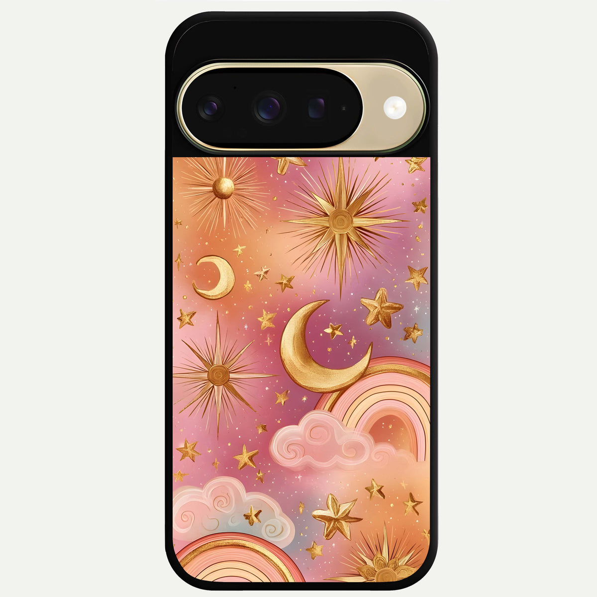 Golden Celestial Dreams Glass Case For Google Pixel 9 back cover – full design glossy printed glass finish