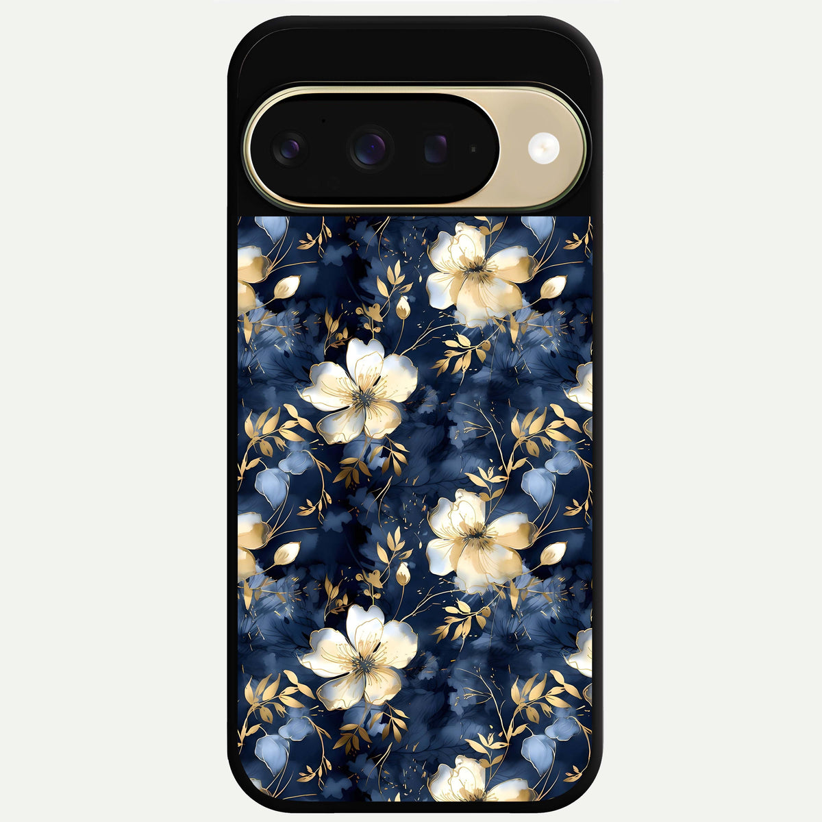  Golden Midnight Bloom Glass Case For Google Pixel 9 back cover – full design glossy printed glass finish