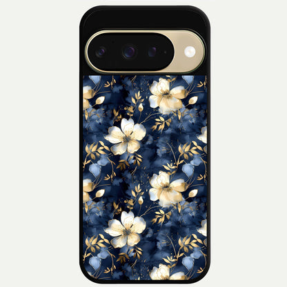  Golden Midnight Bloom Glass Case For Google Pixel 9 back cover – full design glossy printed glass finish