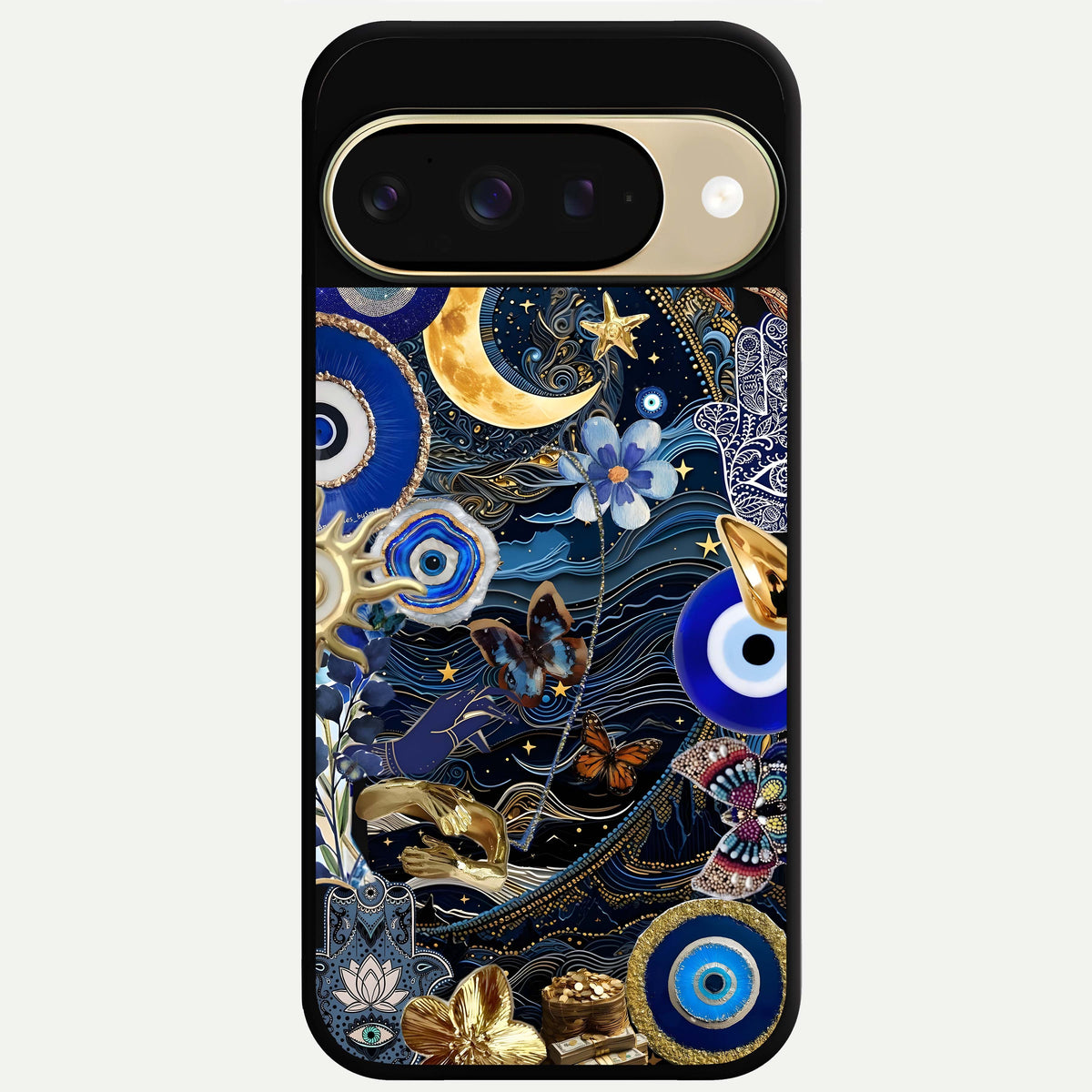  Golden Moon Magic Glass Case For Google Pixel 9 back cover – full design glossy printed glass finish