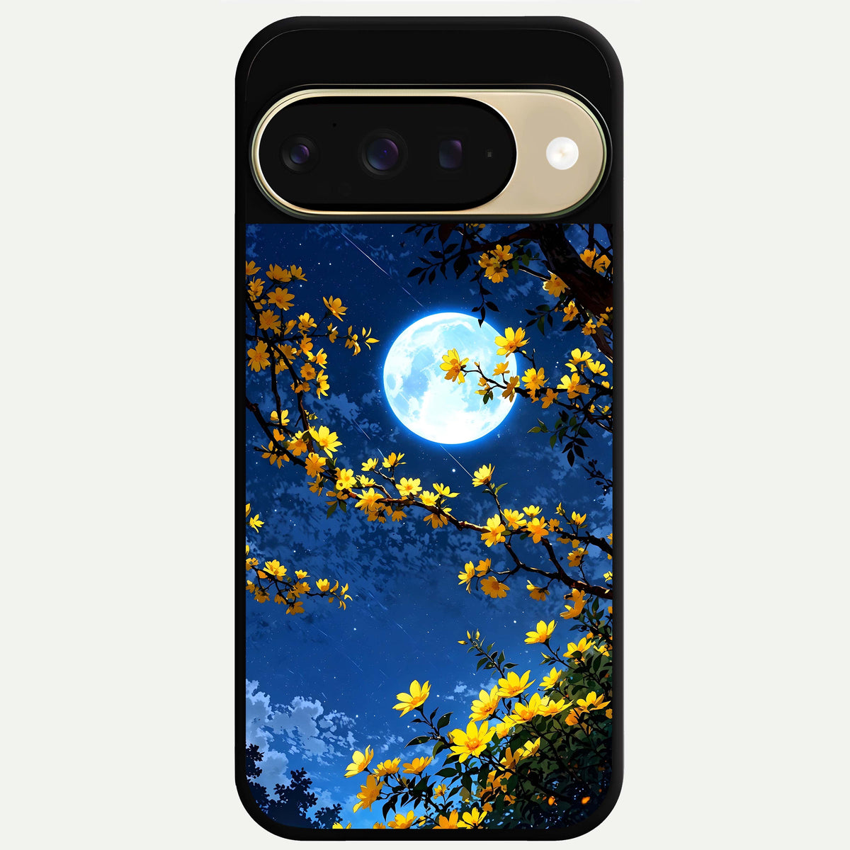  Golden Night Glow Glass Case For Google Pixel 9 back cover – full design glossy printed glass finish