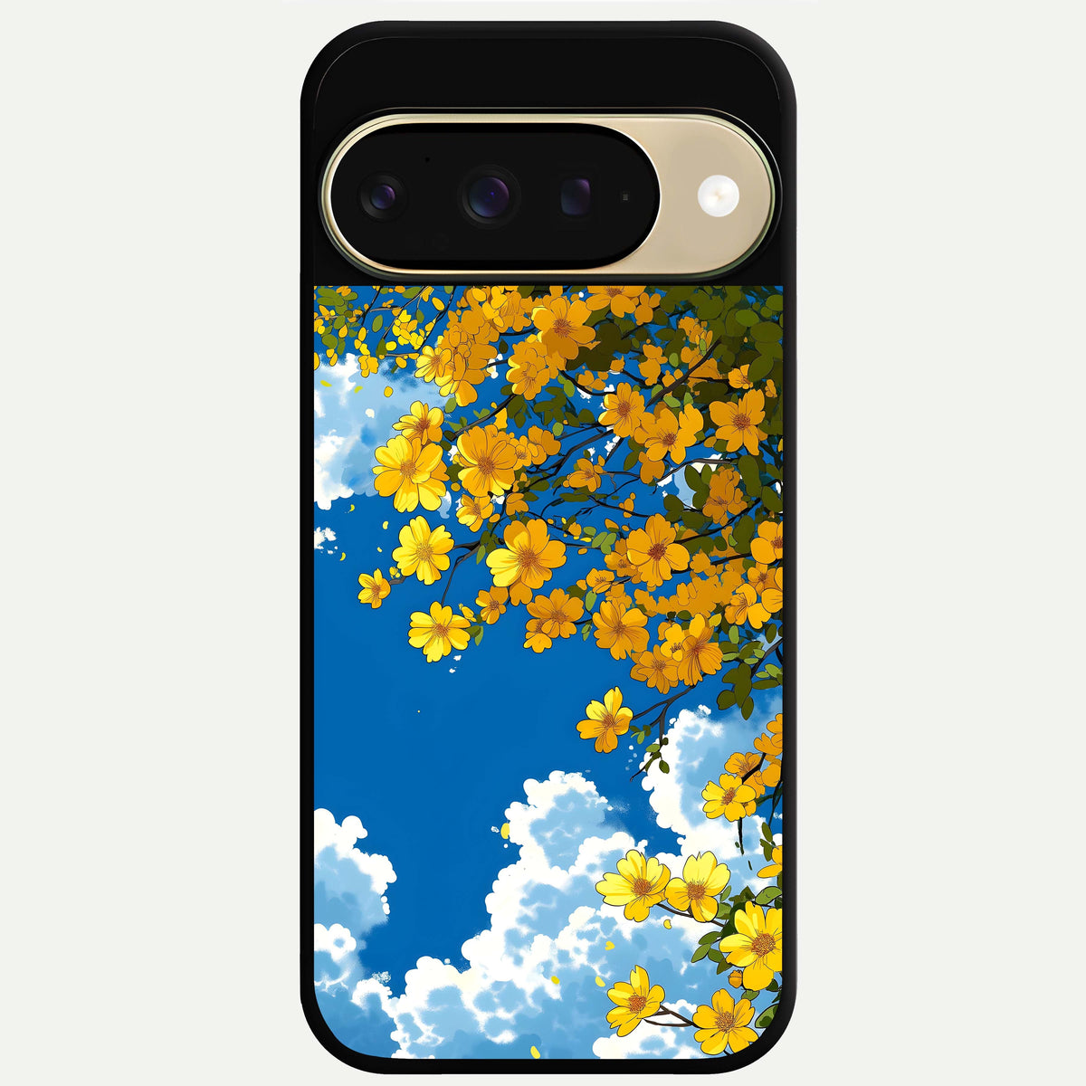  Golden Petal Sky Glass Case For Google Pixel 9 back cover – full design glossy printed glass finish