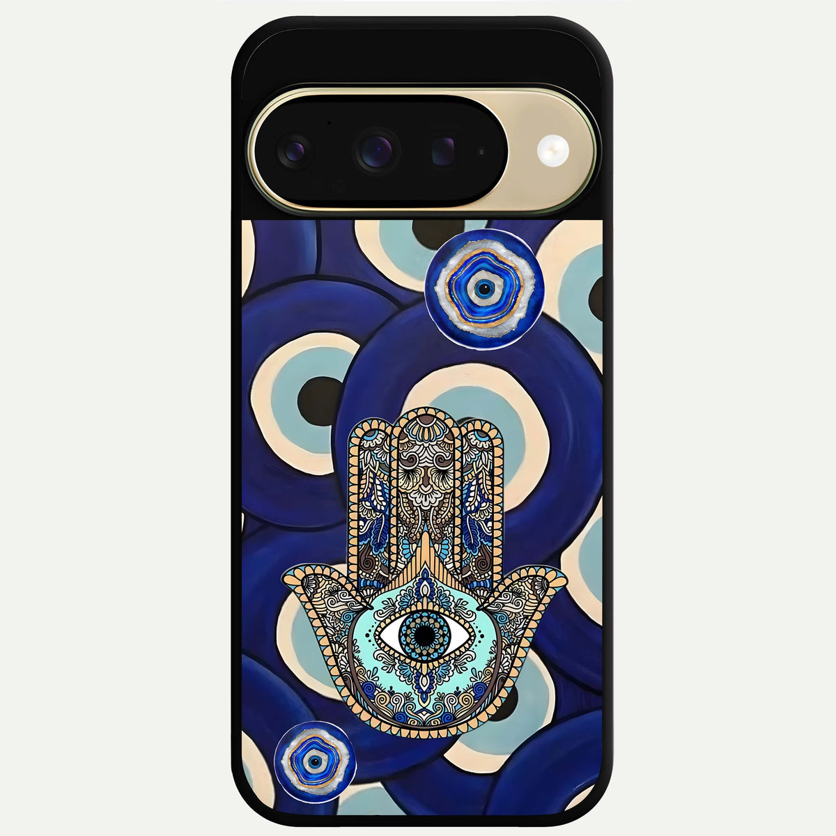  Hamsa Divine Guard Glass Case For Google Pixel 9 back cover – full design glossy printed glass finish