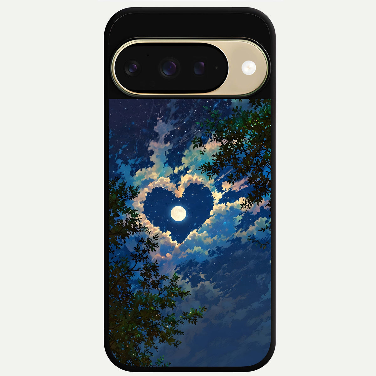  Heart With Moon Sky Glass Case For Google Pixel 9 back cover – full design glossy printed glass finish