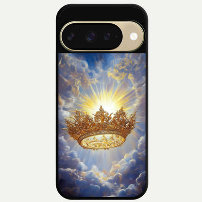  Heavenly Crown Light Glass Case For Google Pixel 9 back cover – full design glossy printed glass finish