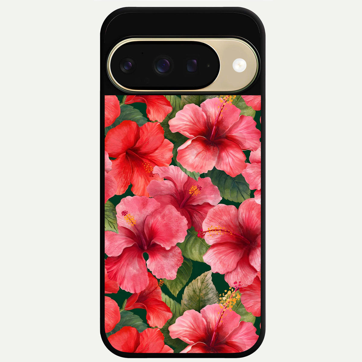  Hibiscus Pattern Glass Case For Google Pixel 9 back cover – full design glossy printed glass finish