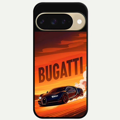  Inferno Bugatti Storm Glass Case For Google Pixel 9 back cover – full design glossy printed glass finish