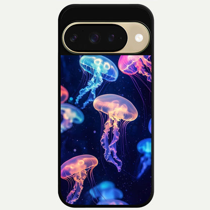  Jellyfish Pattern Glass Case For Google Pixel 9 back cover – full design glossy printed glass finish