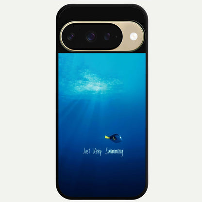  Just Keep Swimming Glass Case For Google Pixel 9 back cover – full design glossy printed glass finish