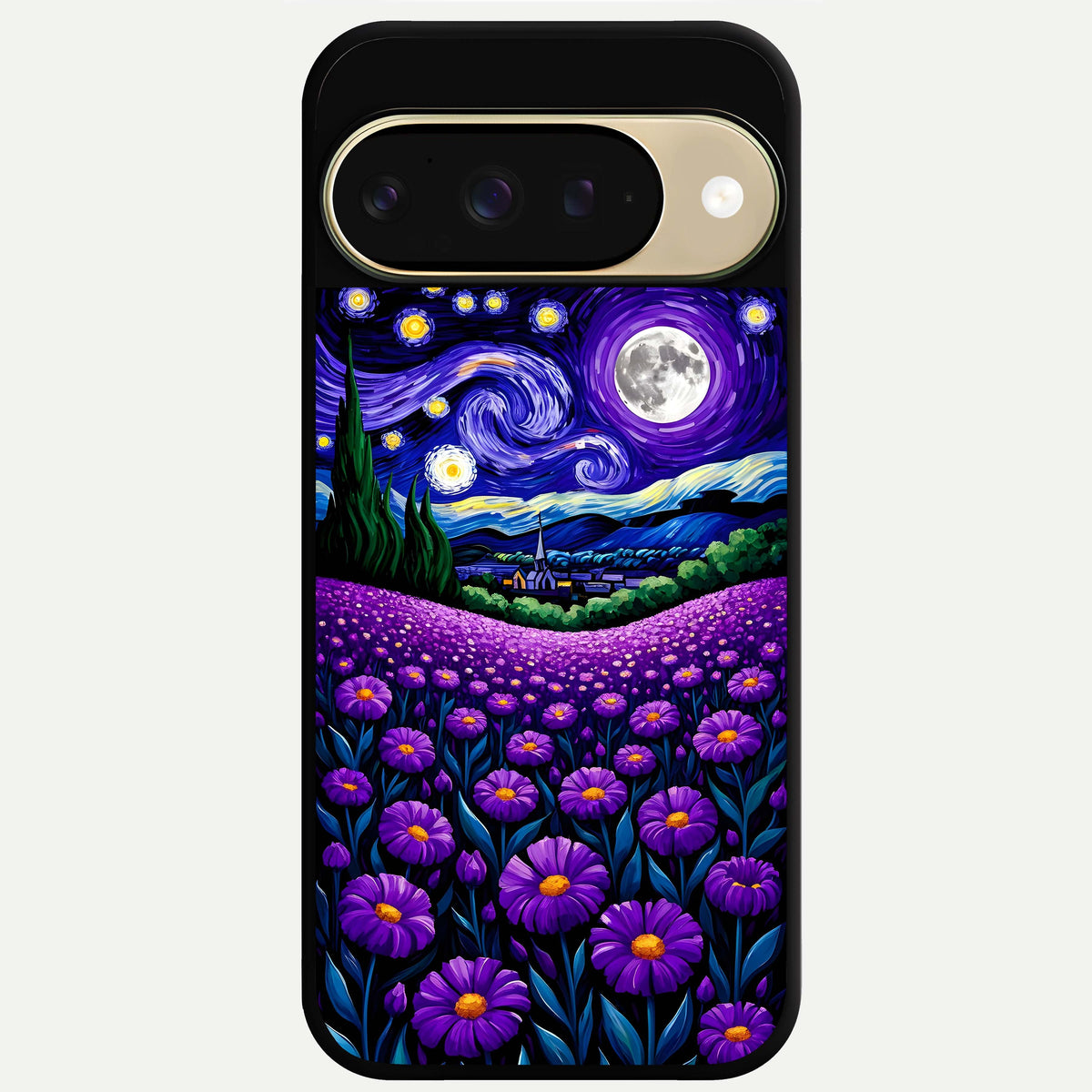  Lavender Moon Field Glass Case For Google Pixel 9 back cover – full design glossy printed glass finish