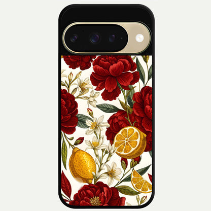  Lemon Rose Charm Glass Case For Google Pixel 9 back cover – full design glossy printed glass finish