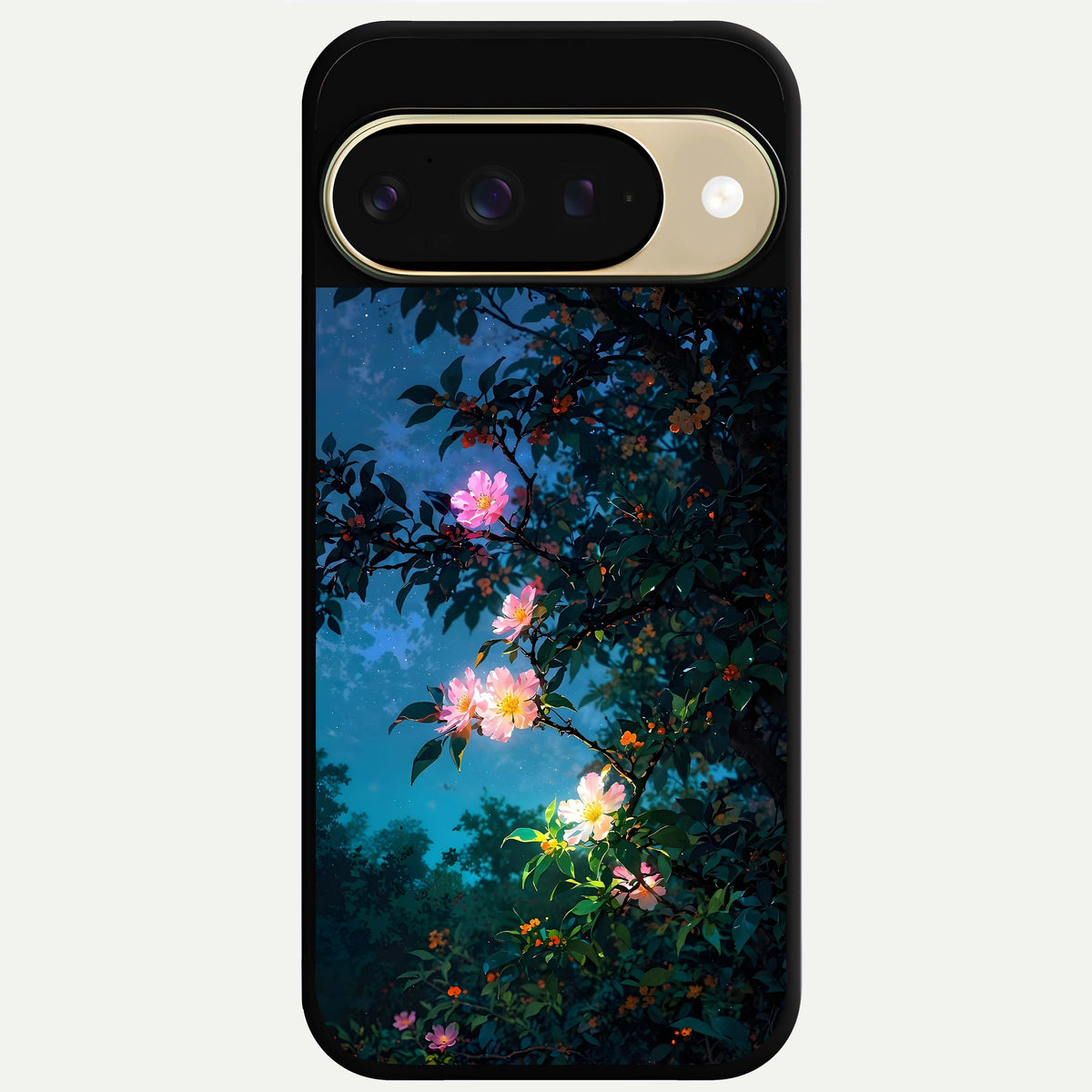  Midnight Bloom Glow Glass Case For Google Pixel 9 back cover – full design glossy printed glass finish