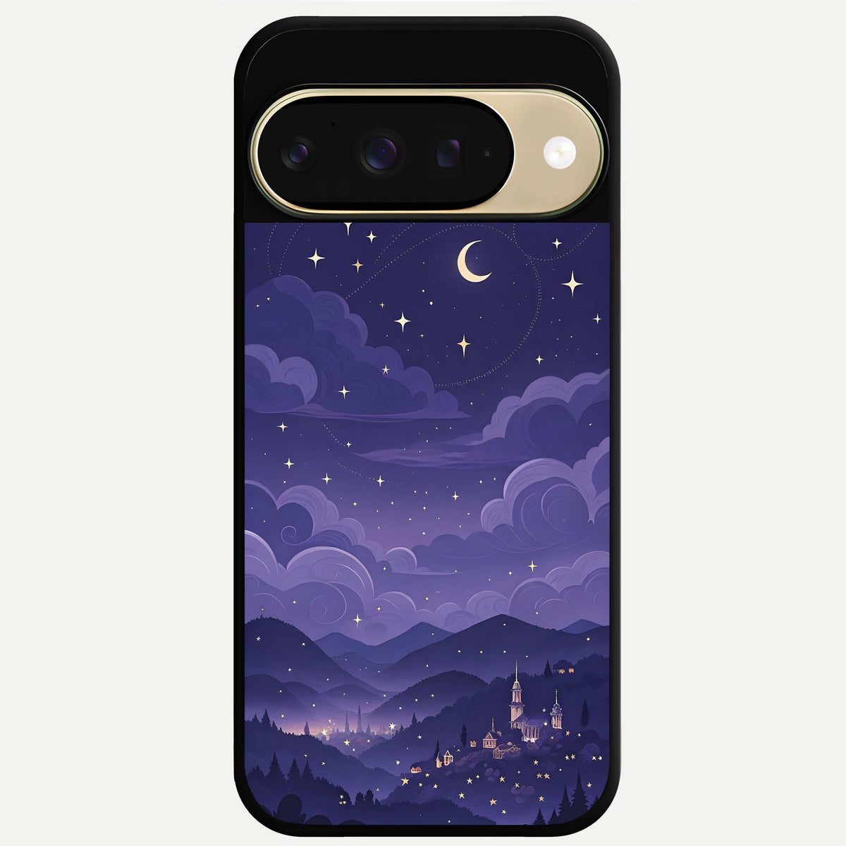  Minimal Night View Glass Case For Google Pixel 9 back cover – full design glossy printed glass finish