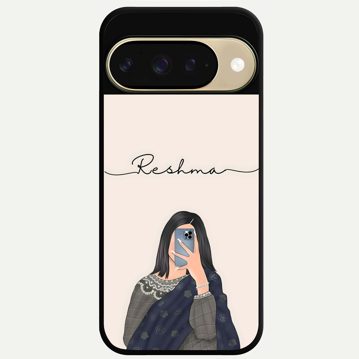  Mirror Mood Muse With Custom Name Glass Case For Google Pixel 9 back cover – full design glossy printed glass finish