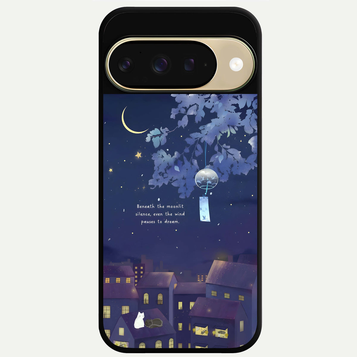  Moonlit Cat Silence Glass Case For Google Pixel 9 back cover – full design glossy printed glass finish