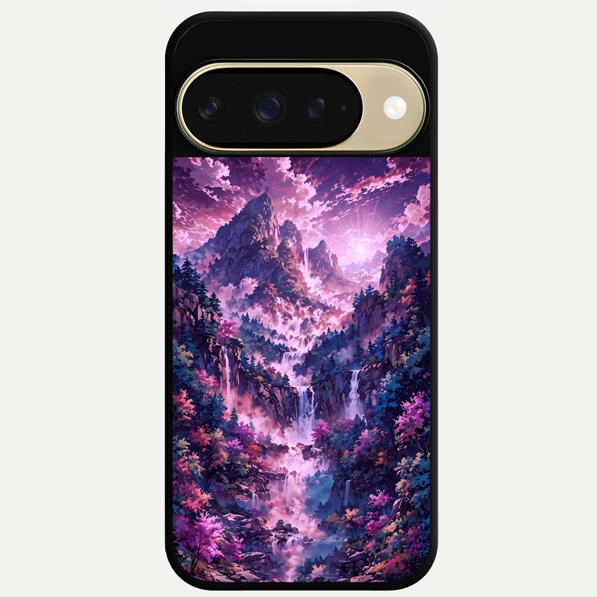  Mystic Cascade Peaks Glass Case For Google Pixel 9 back cover – full design glossy printed glass finish