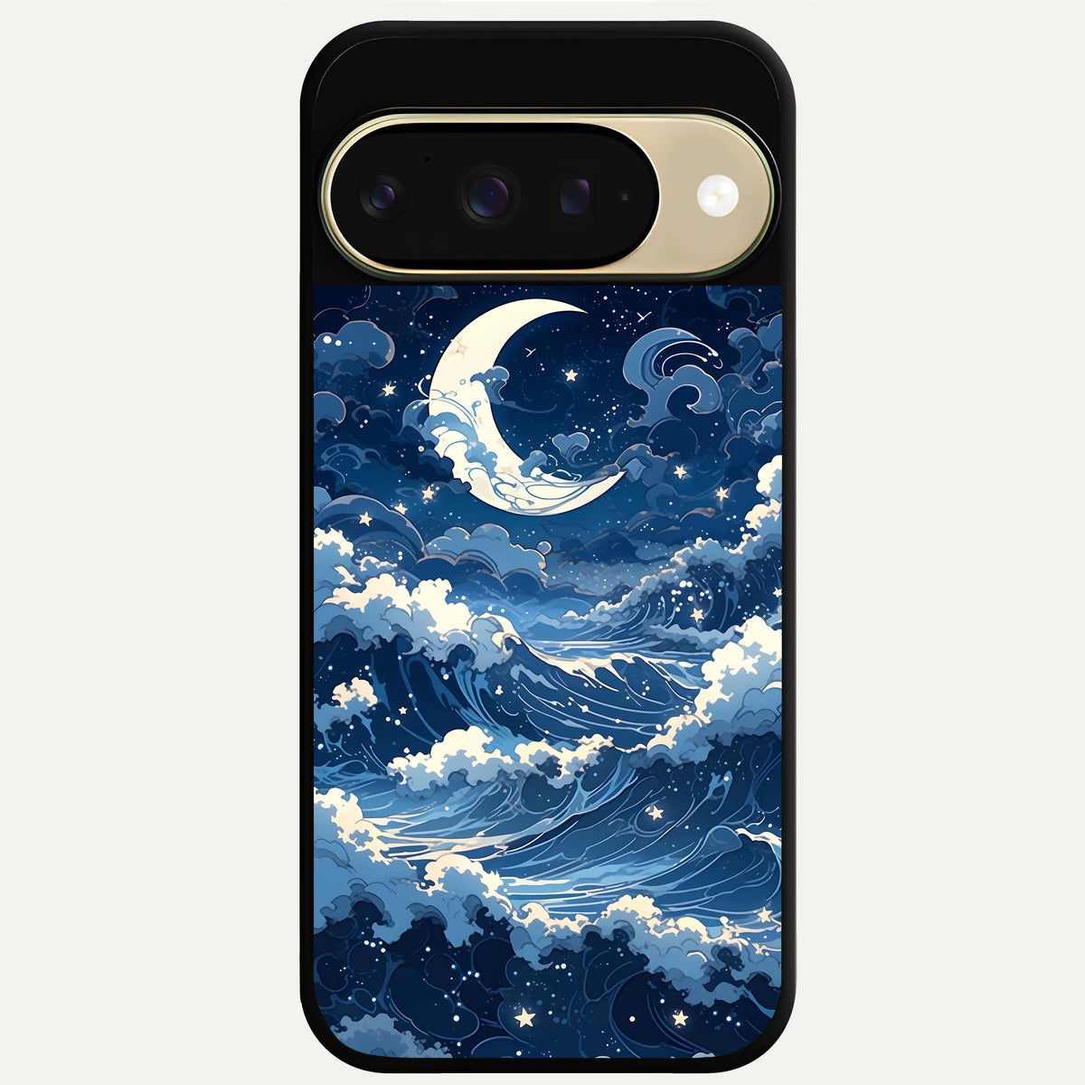  Ocean Moon Waves Glass Case For Google Pixel 9 back cover – full design glossy printed glass finish